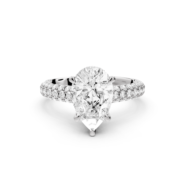 Amoria - 2ct 14k white gold pear Diamond Engagement Ring with Pavé Band & Hidden Halo