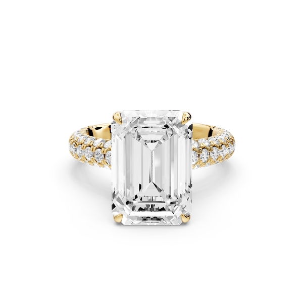 Amoria - 5ct 14k yellow gold emerald Diamond Engagement Ring with Pavé Band & Hidden Halo