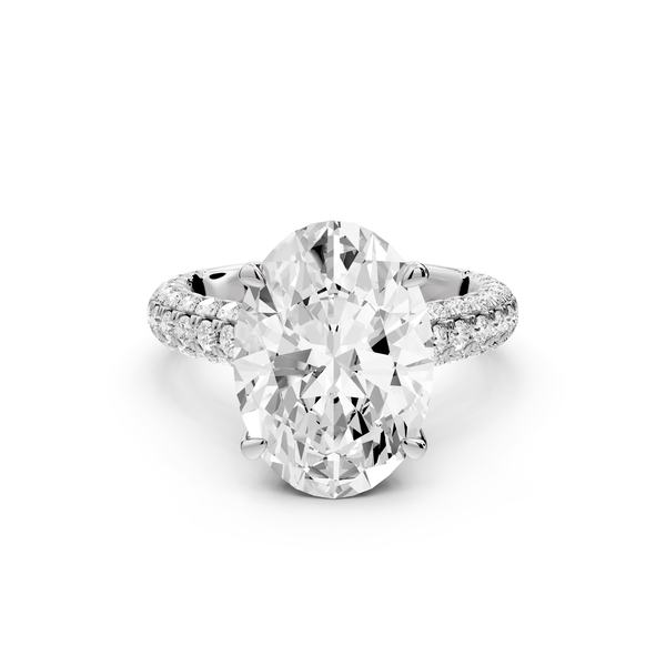 Amoria - 5ct 14k white gold oval Diamond Engagement Ring with Pavé Band & Hidden Halo