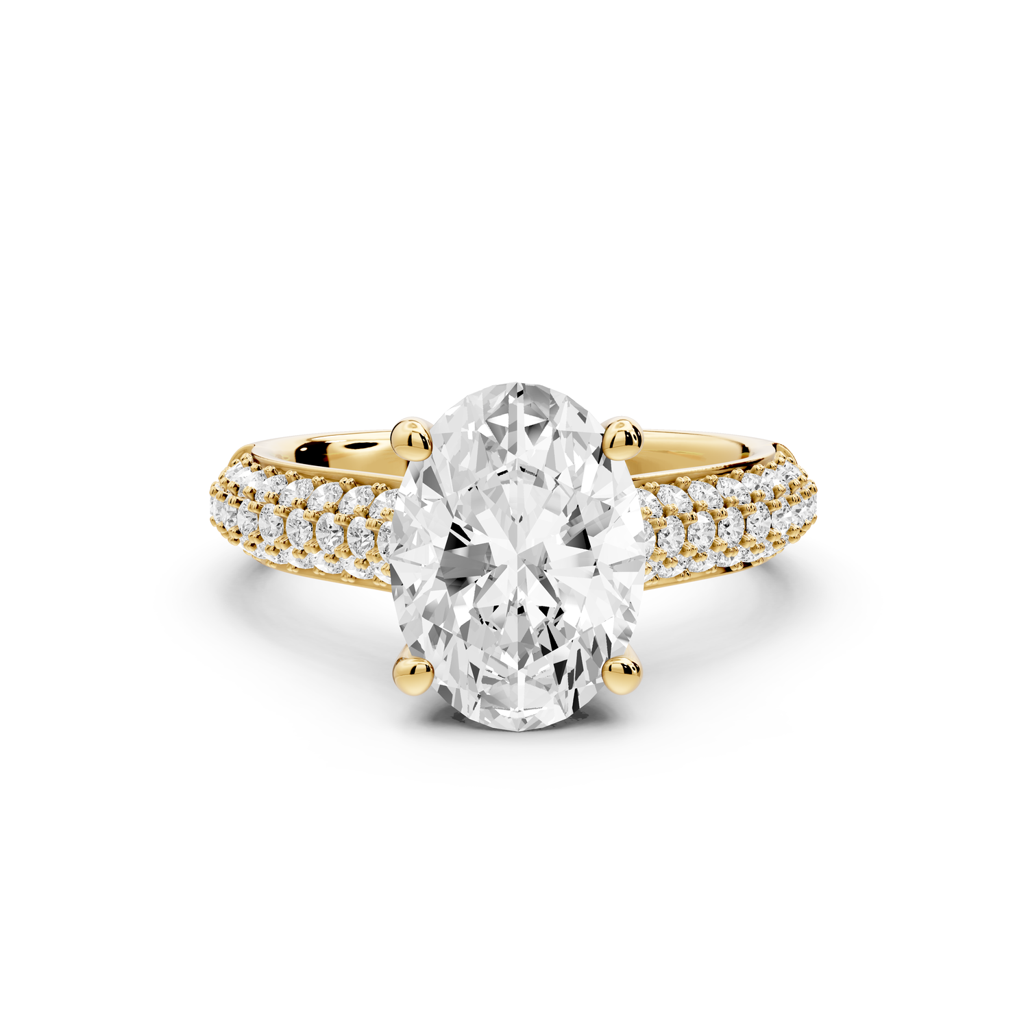 Camille - 2ct 14k yellow gold oval Diamond hidden halo rollover pave cathedral Engagement ring