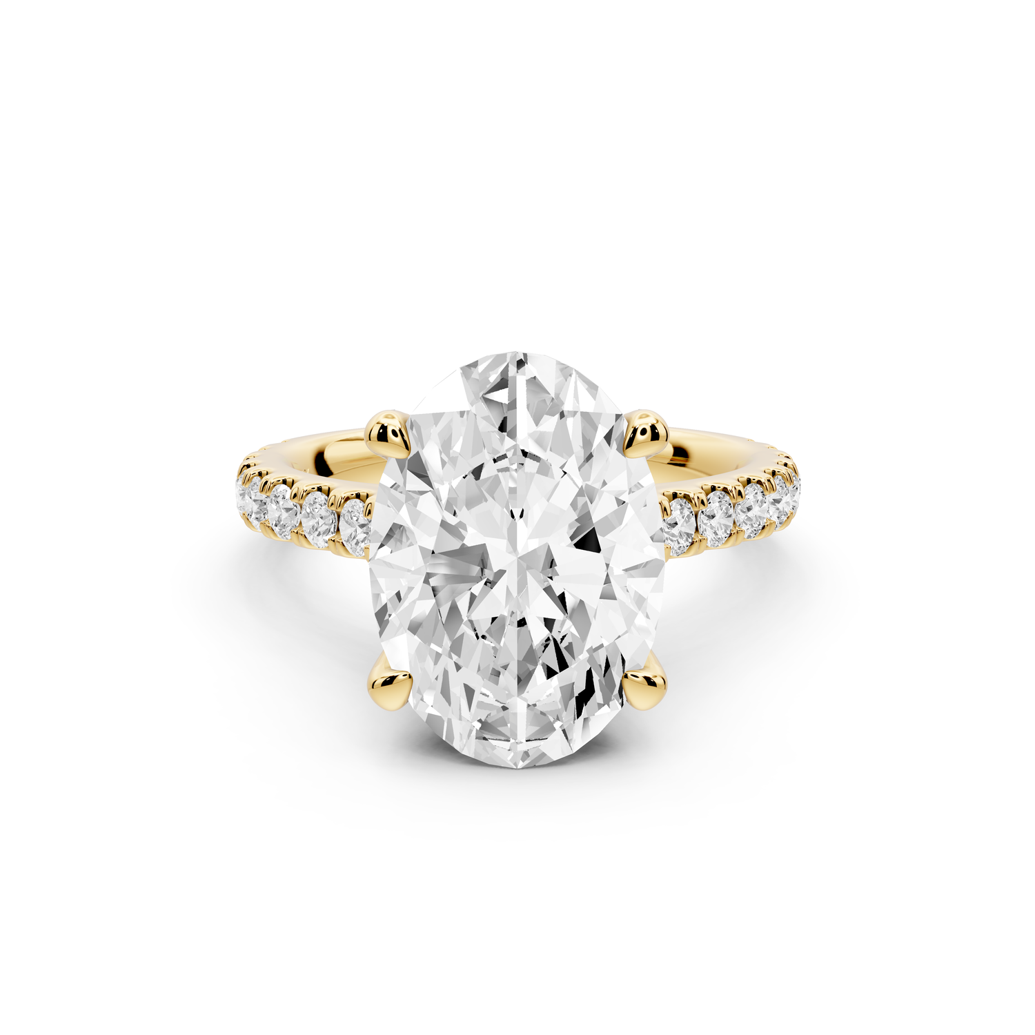 Odette - 4ct 14k yellow gold oval Diamond Engagement Ring with Pavé Band & Hidden Halo