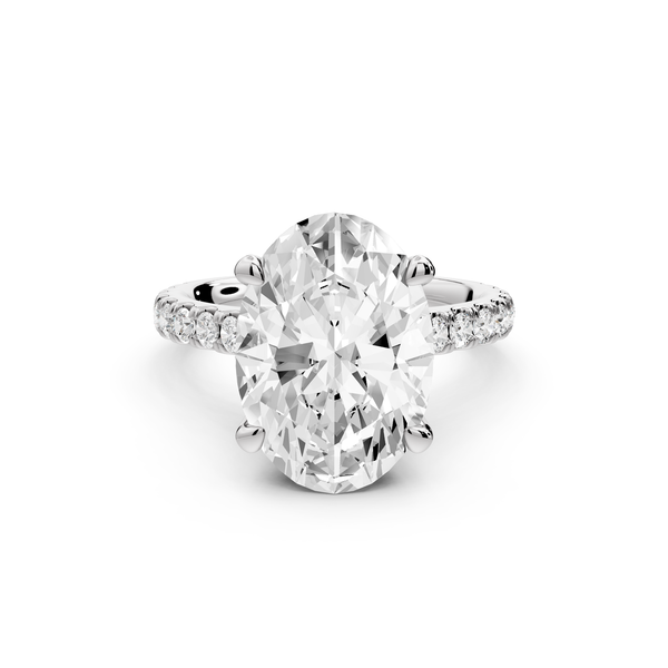 Odette - 5ct 14k white gold oval Diamond Engagement Ring with Pavé Band & Hidden Halo