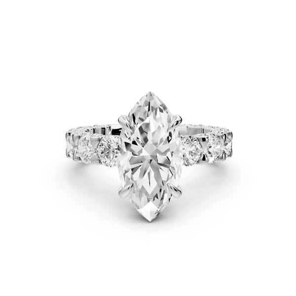 Maya - 3ct platinum Marquise Hidden Halo Engagement Ring with Halo-Set Side Stones