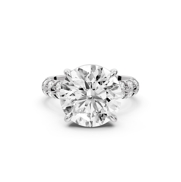 Jessica - 5ct platinum Round Split-Shank Engagement Ring with Double-Row Shared-Prong Pavé Band