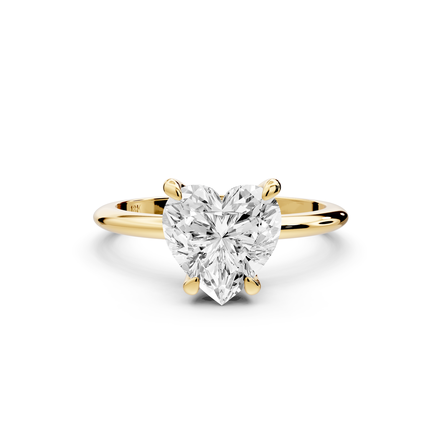 Odessa - 2ct 14k yellow gold heart Knife Edge Solitaire Engagement Ring