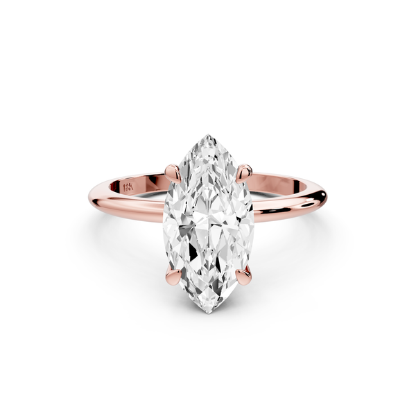 Odessa - 2ct 14k rose gold marquise Knife Edge Solitaire Engagement Ring