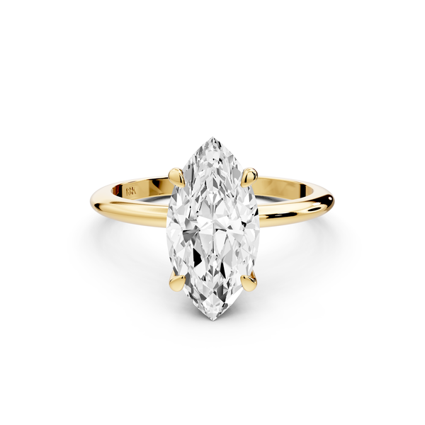 Odessa - 2ct 14k yellow gold marquise Knife Edge Solitaire Engagement Ring