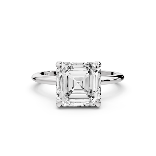 Odessa - 3ct 14k white gold asscher Knife Edge Solitaire Engagement Ring