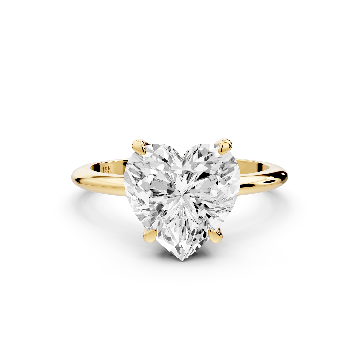 Odessa - 3ct 14k yellow gold heart Knife Edge Solitaire Engagement Ring