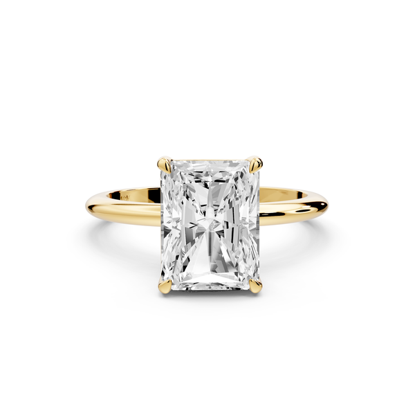 Odessa - 3ct 14k yellow gold radiant Knife Edge Solitaire Engagement Ring