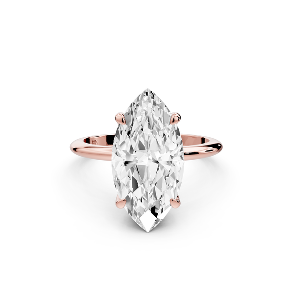 Odessa - 4ct 14k rose gold marquise Knife Edge Solitaire Engagement Ring