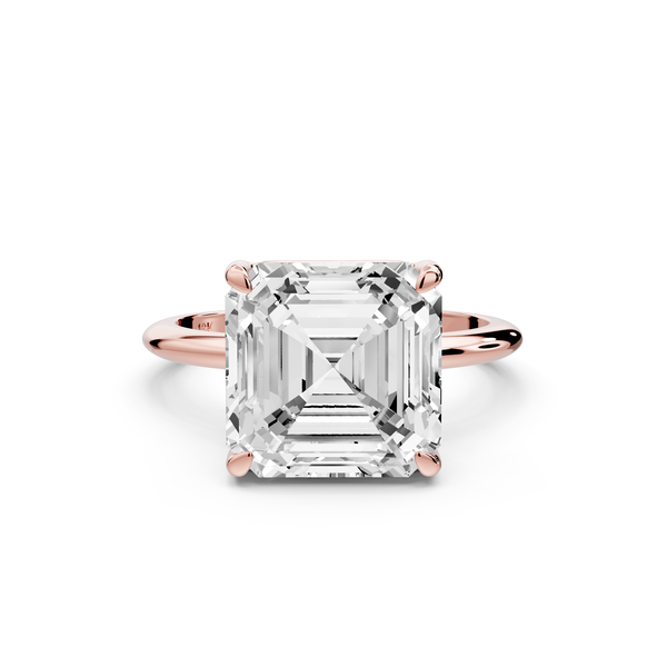 Odessa - 5ct 14k rose gold asscher Knife Edge Solitaire Engagement Ring