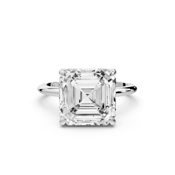 Odessa - 5ct 14k white gold asscher Knife Edge Solitaire Engagement Ring