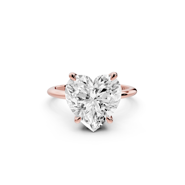 Odessa - 5ct 14k rose gold heart Knife Edge Solitaire Engagement Ring