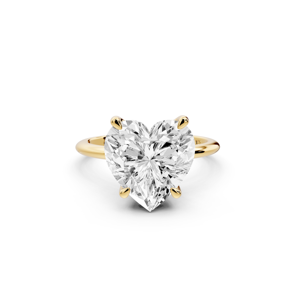 Odessa - 5ct 14k yellow gold heart Knife Edge Solitaire Engagement Ring