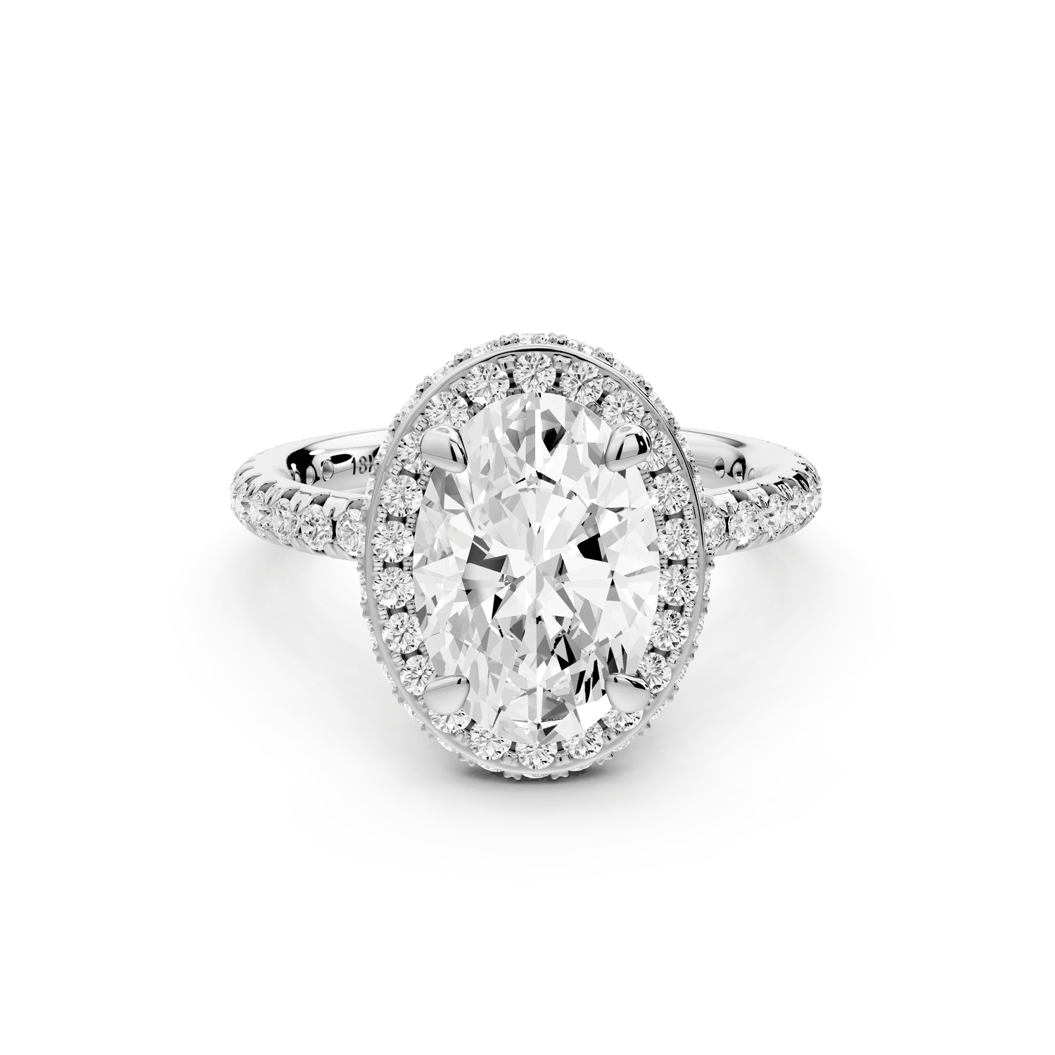 Amelie - 2ct platinum oval Diamond with Rollover Halo and Pavé Engagement Ring - Mr. Alex Jewelry