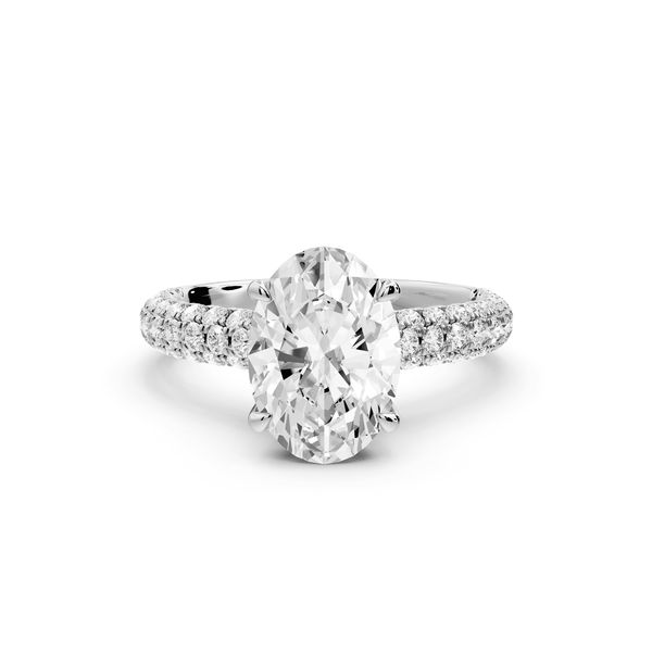 Amoria - 2ct 18k white gold oval Diamond Engagement Ring with Pavé Band & Hidden Halo - Mr. Alex Jewelry