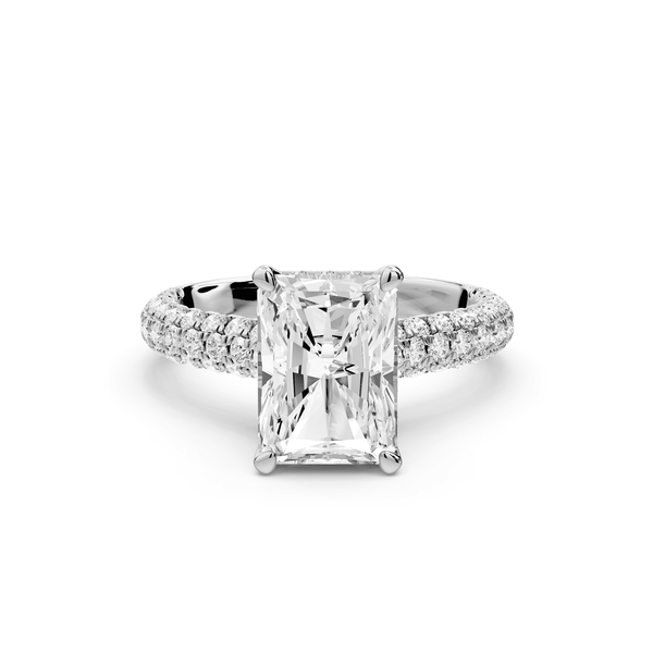 Amoria - 2ct 18k white gold radiant Diamond Engagement Ring with Pavé Band & Hidden Halo - Mr. Alex Jewelry