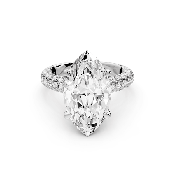 Amoria - 5ct 14k white gold marquise Diamond Engagement Ring with Pavé Band & Hidden Halo - Mr. Alex Jewelry