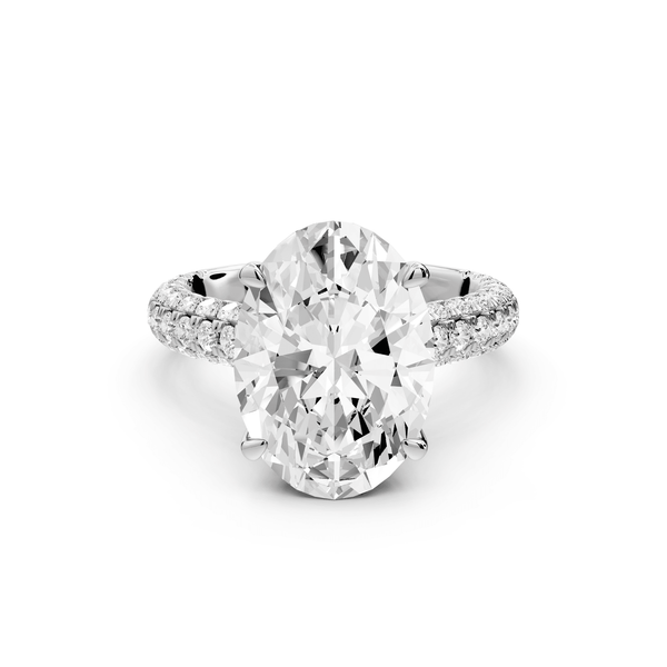 Amoria - 5ct 18k white gold oval Diamond Engagement Ring with Pavé Band & Hidden Halo - Mr. Alex Jewelry