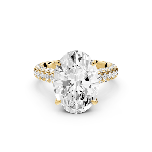 Amoria - 5ct 18k yellow gold oval Diamond Engagement Ring with Pavé Band & Hidden Halo - Mr. Alex Jewelry