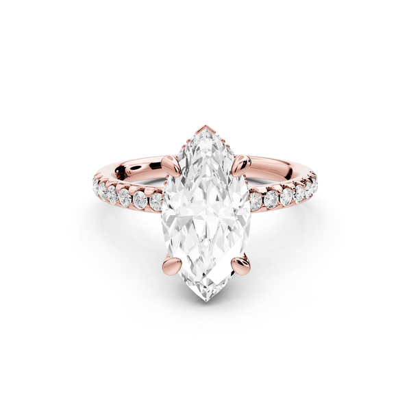 Arina - 2ct 14k rose gold marquise Diamond with a wrap around halo and pavé engagement ring - Mr. Alex Jewelry