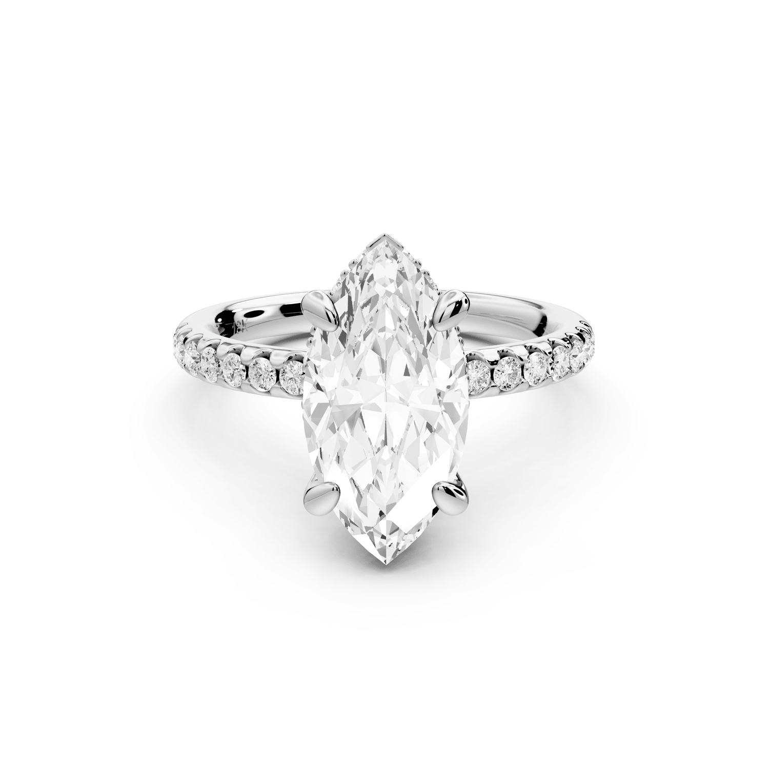 Arina - 2ct 14k white gold marquise Diamond with a wrap around halo and pavé engagement ring - Mr. Alex Jewelry