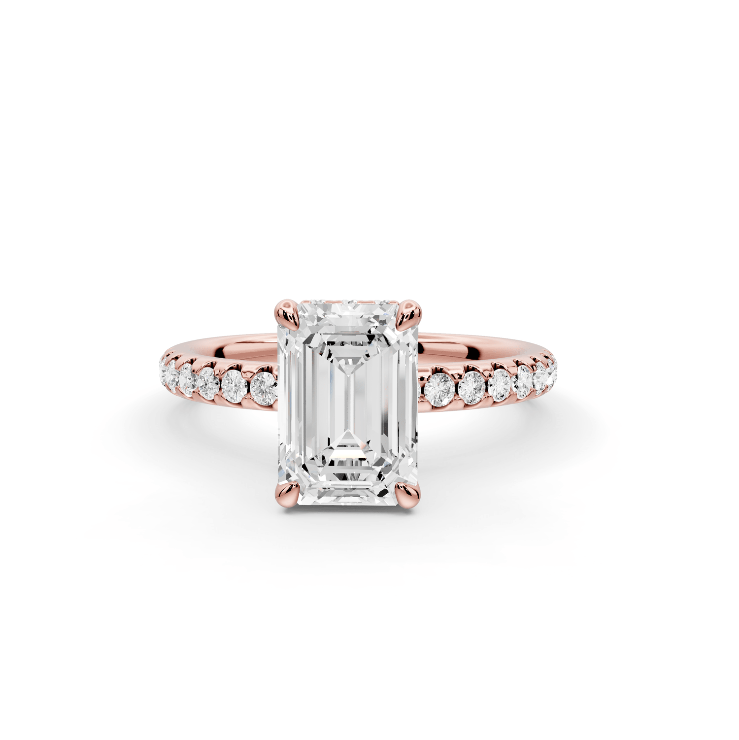 Arina - 2ct 18k rose gold emerald Diamond with a wrap around halo and pavé Engagement ring - Mr. Alex Jewelry