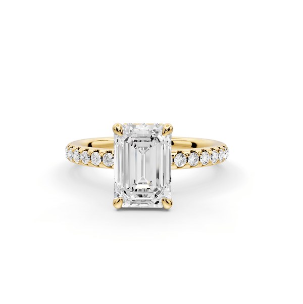 Arina - 2ct 18k yellow gold emerald Diamond with a wrap around halo and pavé Engagement ring - Mr. Alex Jewelry