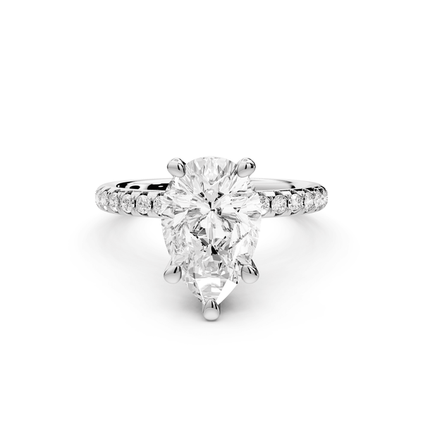 Arina - 2ct platinum pear Diamond with a wrap around halo and pavé Engagement ring - Mr. Alex Jewelry