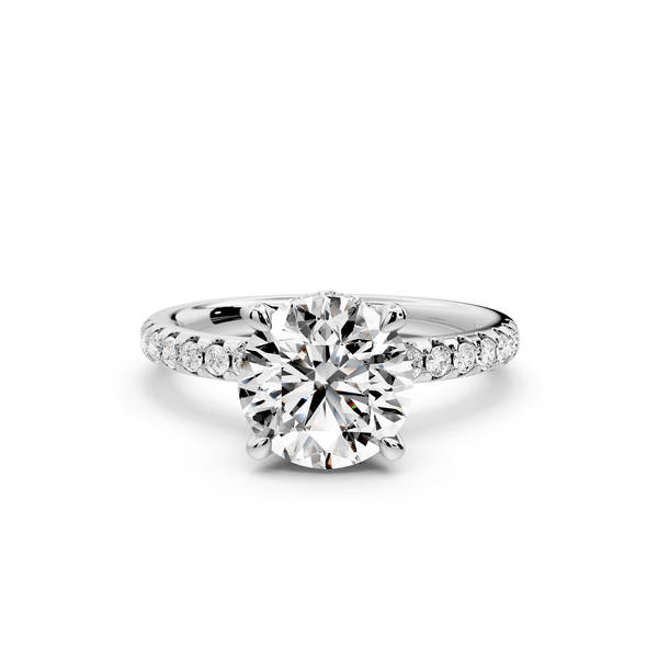 Arina - 2ct platinum round Diamond with a wrap around halo and pavé engagment ring - Mr. Alex Jewelry