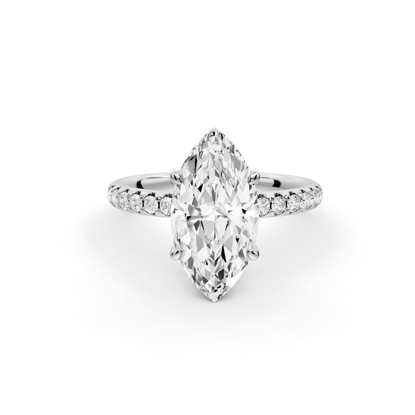 Arina - 3ct 14k white gold marquise Diamond with a wrap around halo and pavé engagement ring - Mr. Alex Jewelry