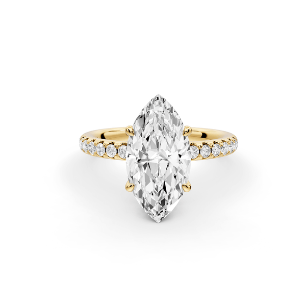 Arina - 3ct 14k yellow gold marquise Diamond with a wrap around halo and pavé engagement ring - Mr. Alex Jewelry