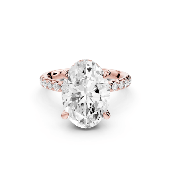 Arina - 3ct 18k rose gold oval Diamond with a wrap around halo and pavé Engagement ring - Mr. Alex Jewelry