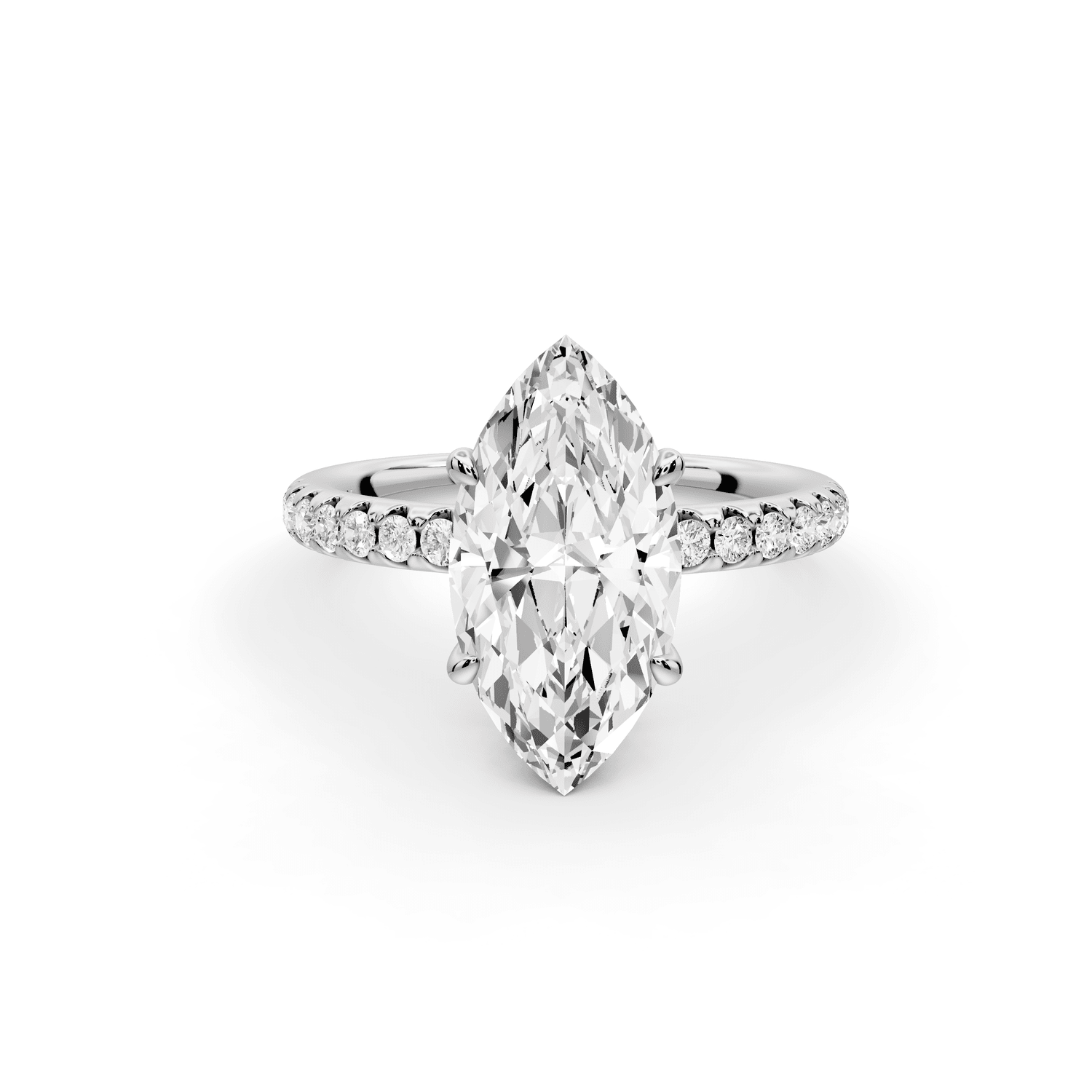 Arina - 3ct 18k white gold marquise Diamond with a wrap around halo and pavé engagement ring - Mr. Alex Jewelry