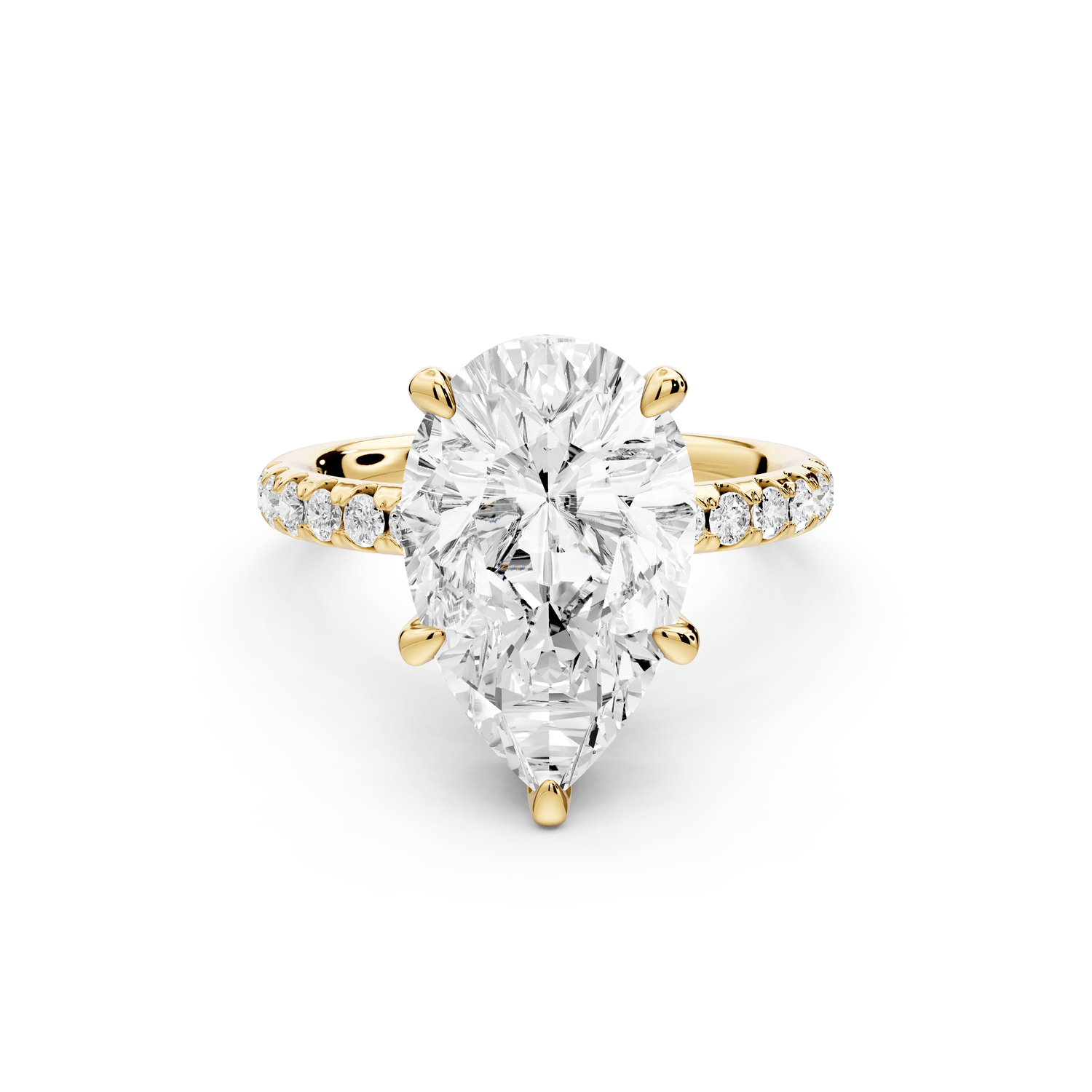 Arina - 3ct 18k yellow gold pear Diamond with a wrap around halo and pavé Engagement ring - Mr. Alex Jewelry