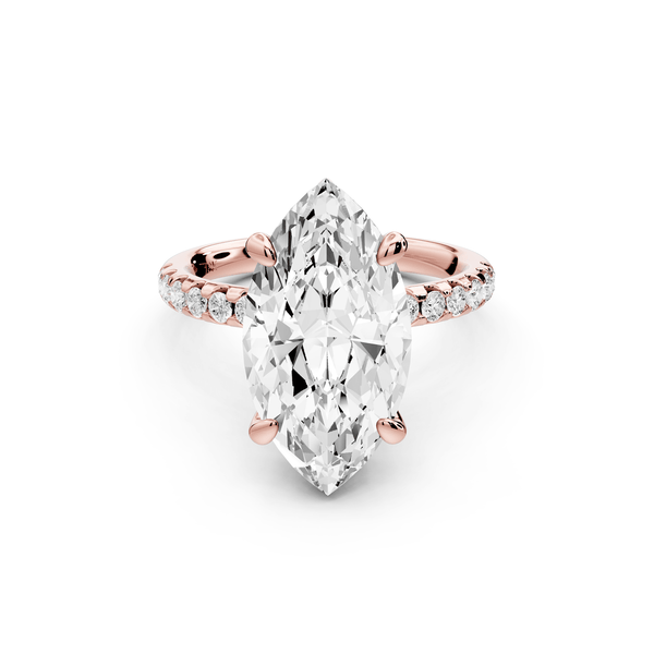Arina - 4ct 14k rose gold marquise Diamond with a wrap around halo and pavé engagement ring - Mr. Alex Jewelry