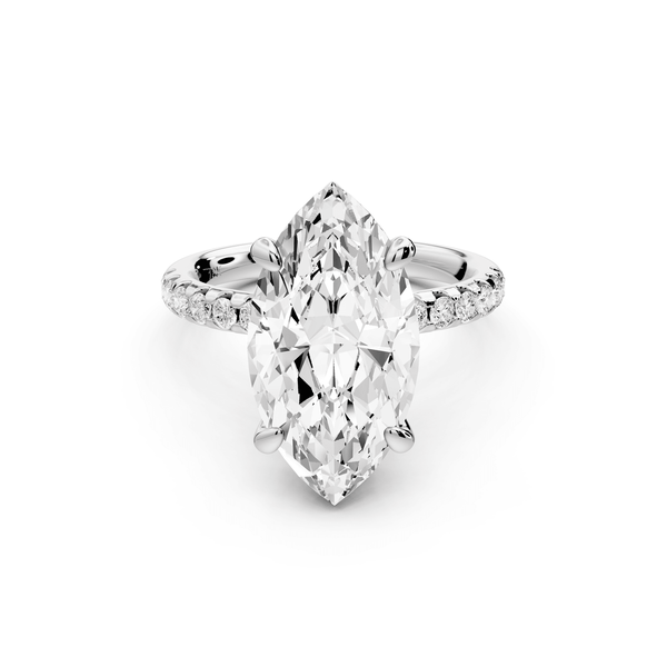 Arina - 4ct 14k white gold marquise Diamond with a wrap around halo and pavé engagement ring - Mr. Alex Jewelry