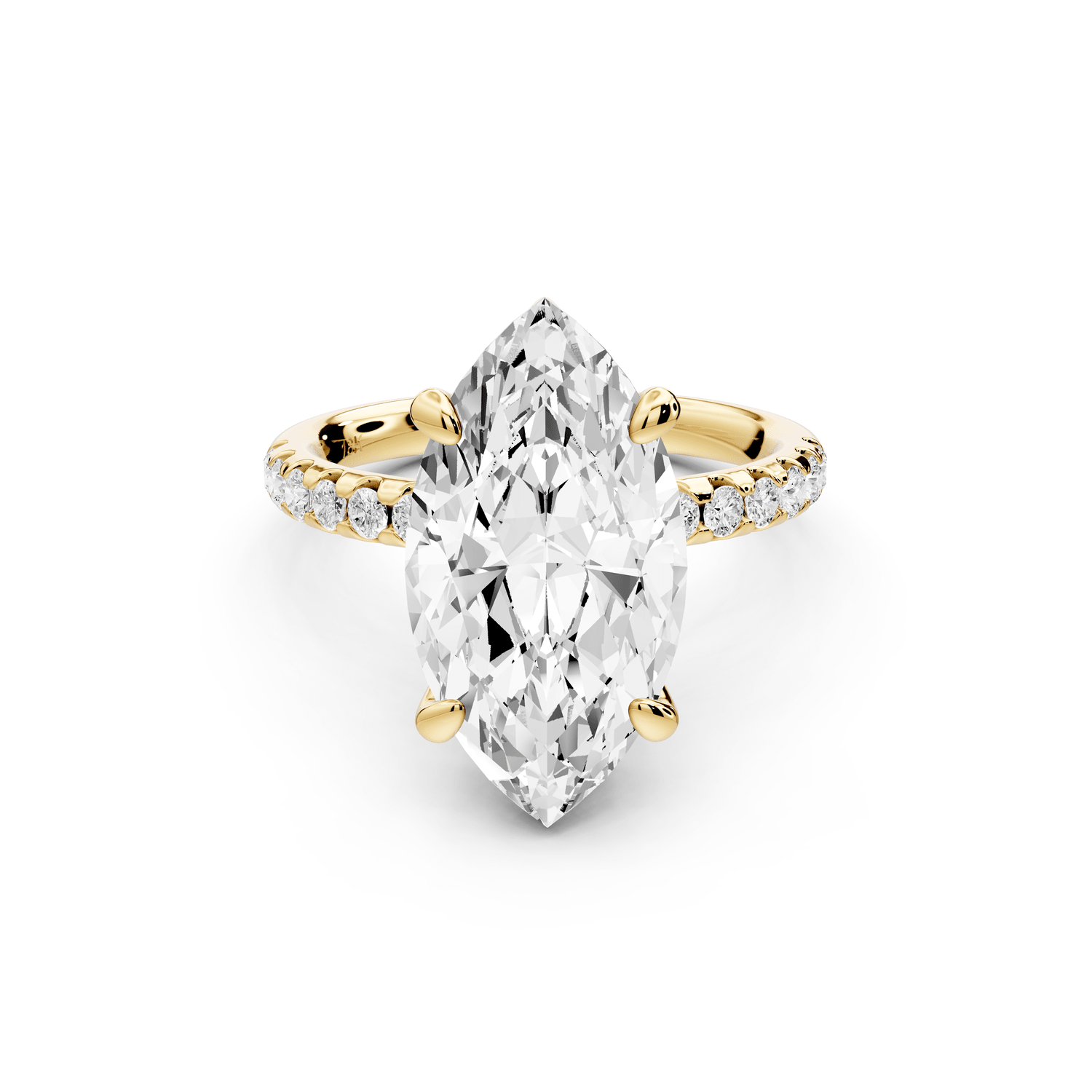 Arina - 4ct 14k yellow gold marquise Diamond with a wrap around halo and pavé engagement ring - Mr. Alex Jewelry