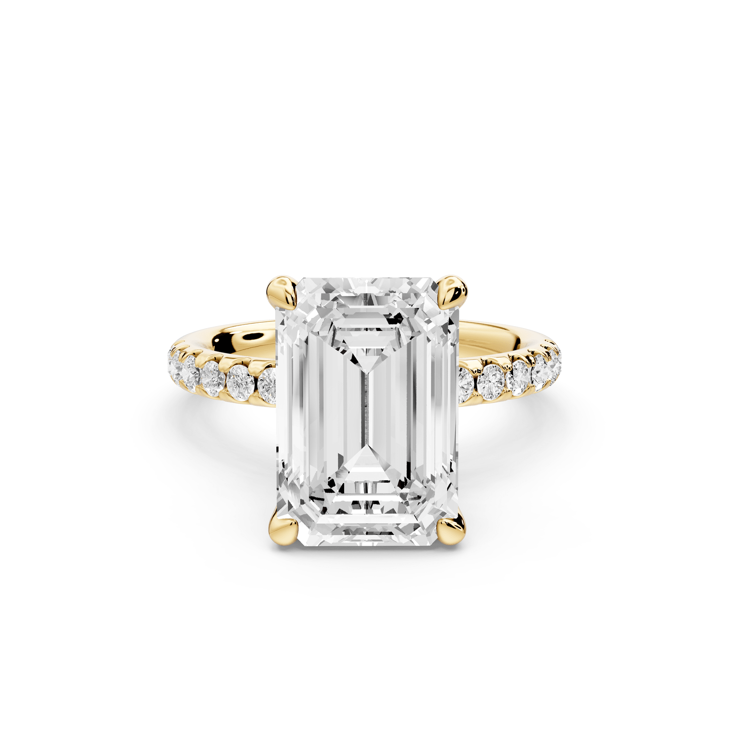 Arina - 4ct 18k yellow gold emerald Diamond with a wrap around halo and pavé Engagement ring - Mr. Alex Jewelry