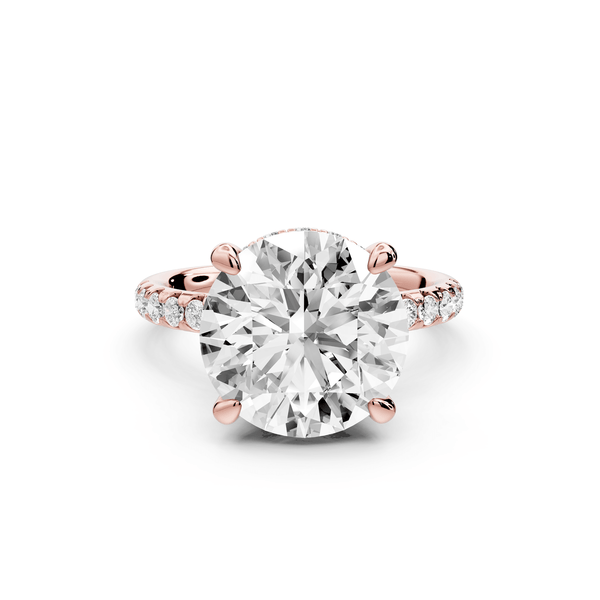 Arina - 5ct 14k rose gold round Diamond with a wrap around halo and pavé engagment ring - Mr. Alex Jewelry