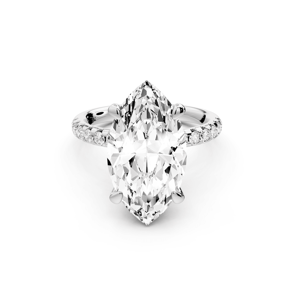 Arina - 5ct 14k white gold marquise Diamond with a wrap around halo and pavé engagement ring - Mr. Alex Jewelry