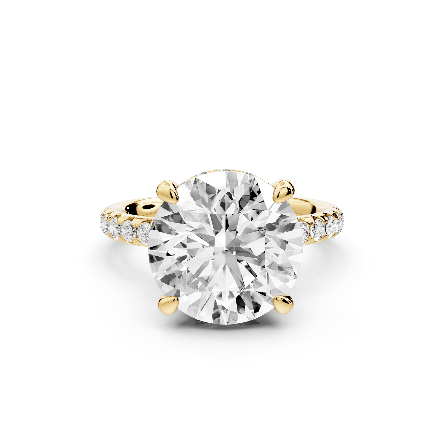 Arina - 5ct 14k yellow gold round Diamond with a wrap around halo and pavé engagment ring - Mr. Alex Jewelry