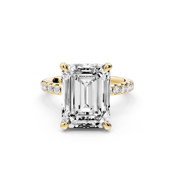 Arina - 5ct 18k yellow gold emerald Diamond with a wrap around halo and pavé Engagement ring - Mr. Alex Jewelry
