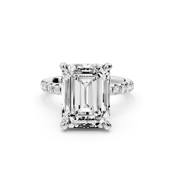 Arina - 5ct platinum emerald Diamond with a wrap around halo and pavé Engagement ring - Mr. Alex Jewelry