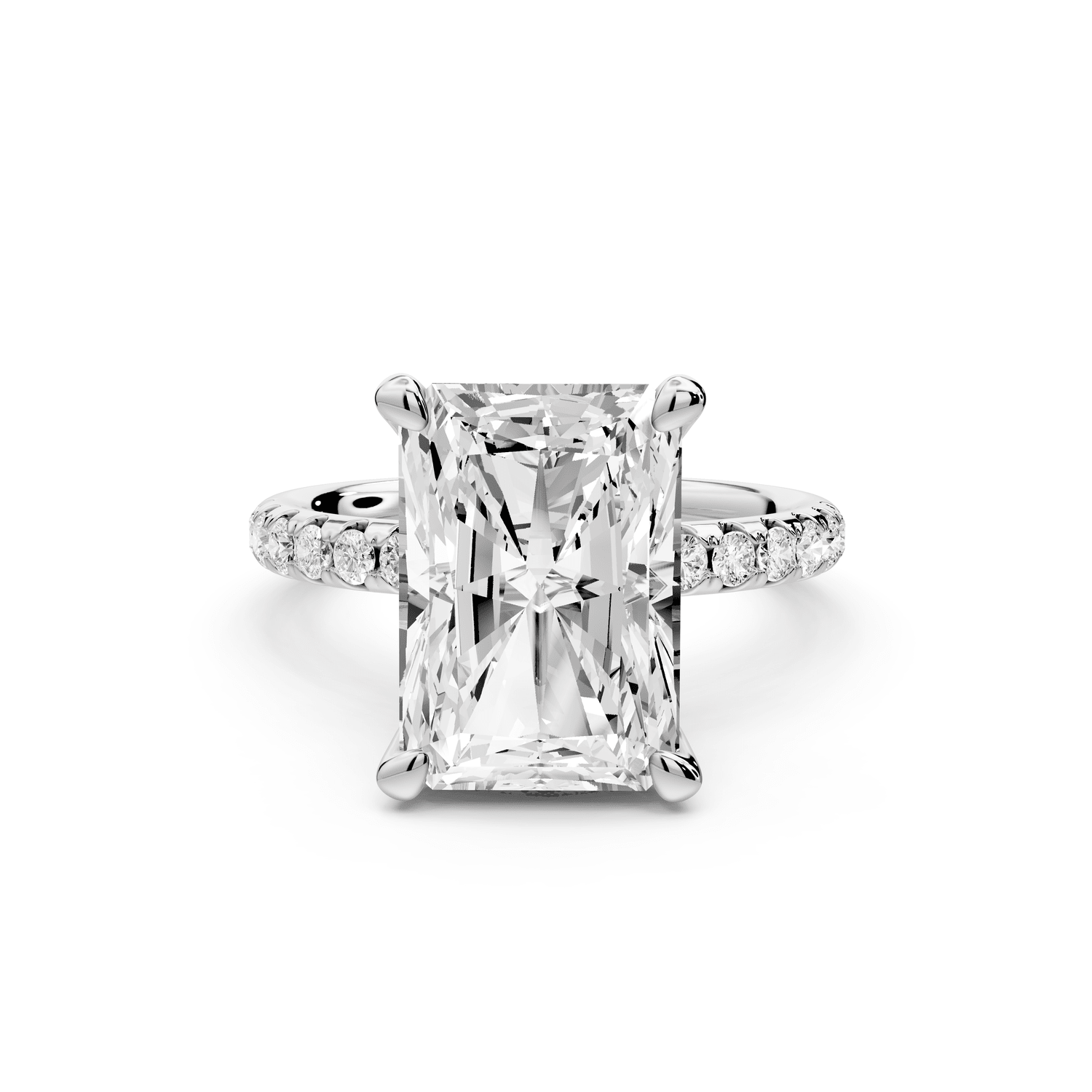 Arina - 5ct platinum radiant Diamond with a wrap around halo and pavé engagement ring - Mr. Alex Jewelry