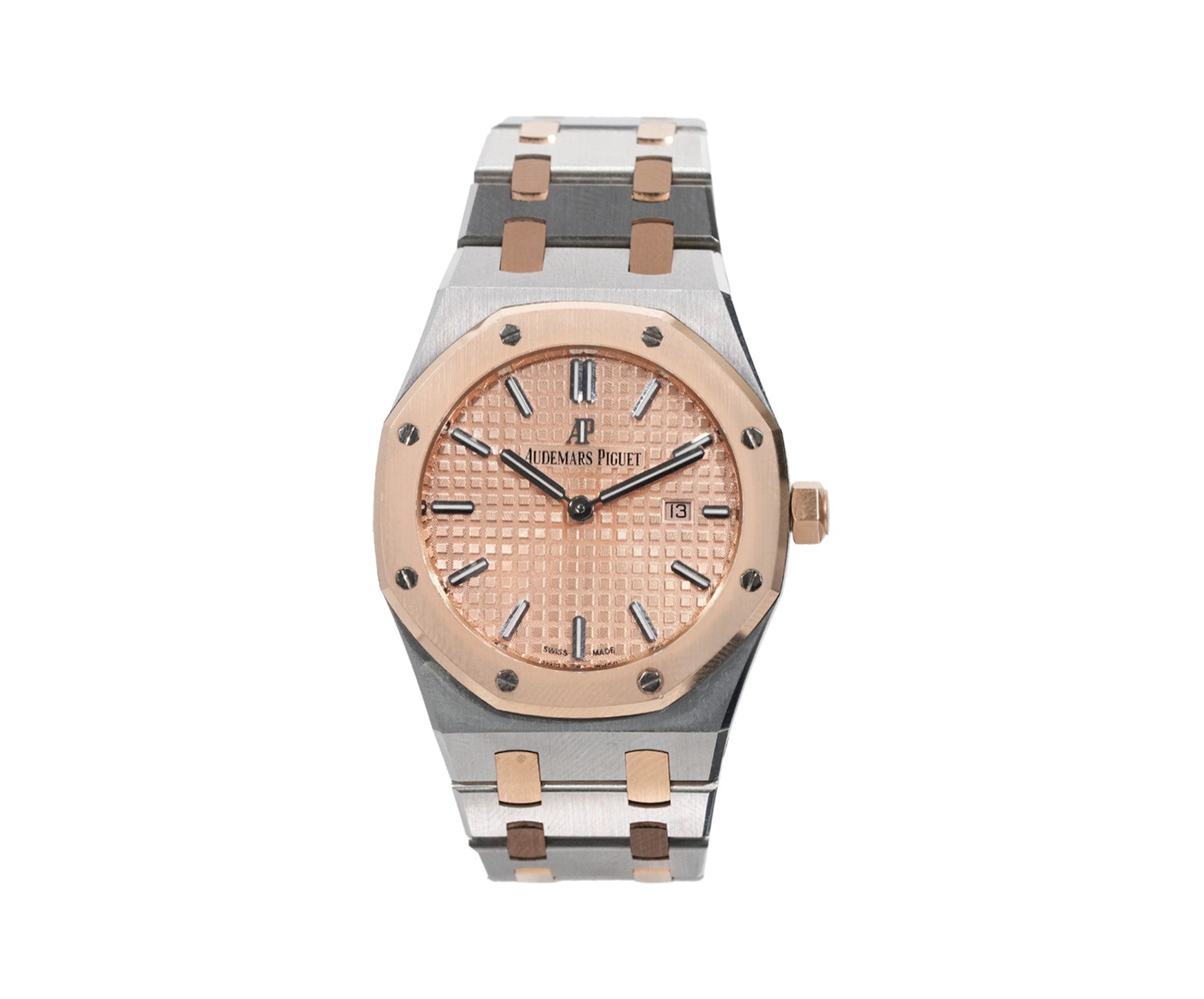 Audemars Piguet Royal Oak 34mm Two - Tone Rose Gold Pink Dial Ref:77350SR - Mr. Alex Jewelry
