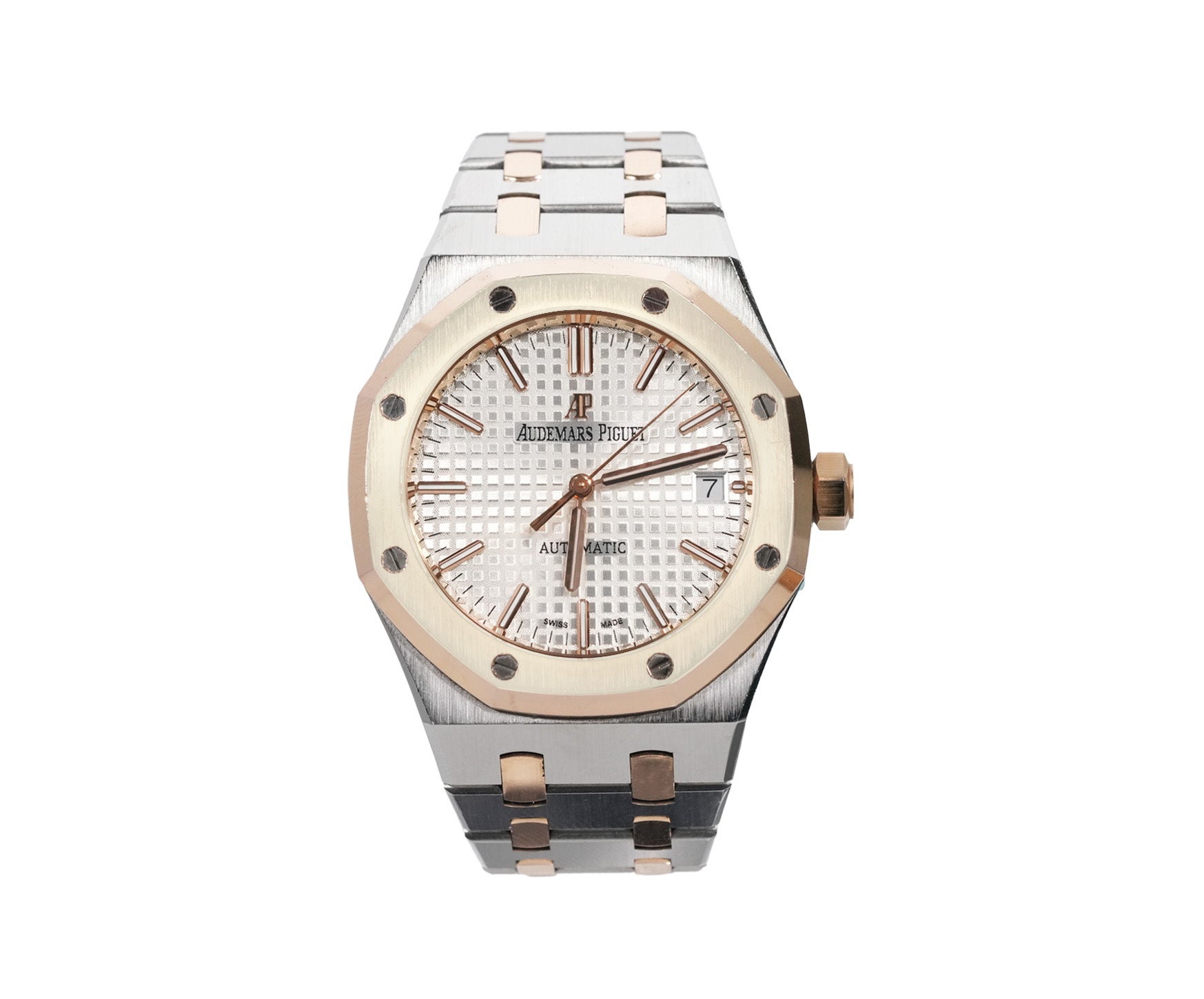 Audemars Piguet Royal Oak 37mm Two - Tone Rose Gold White Dial Ref:15450SR - Mr. Alex Jewelry