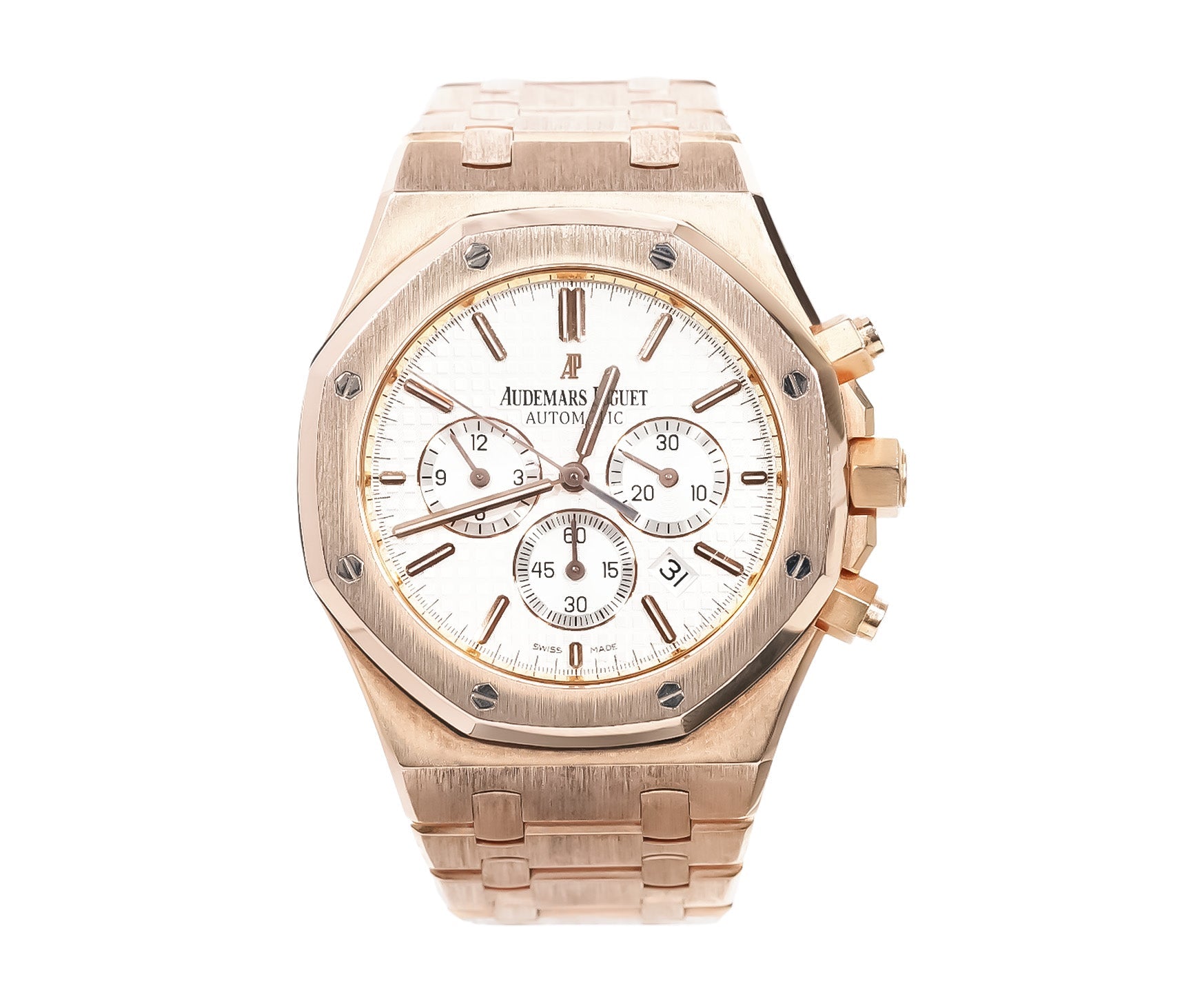 Audemars Piguet Royal Oak Chronograph 41mm Rose Gold White Dial Ref:26320OR - Mr. Alex Jewelry