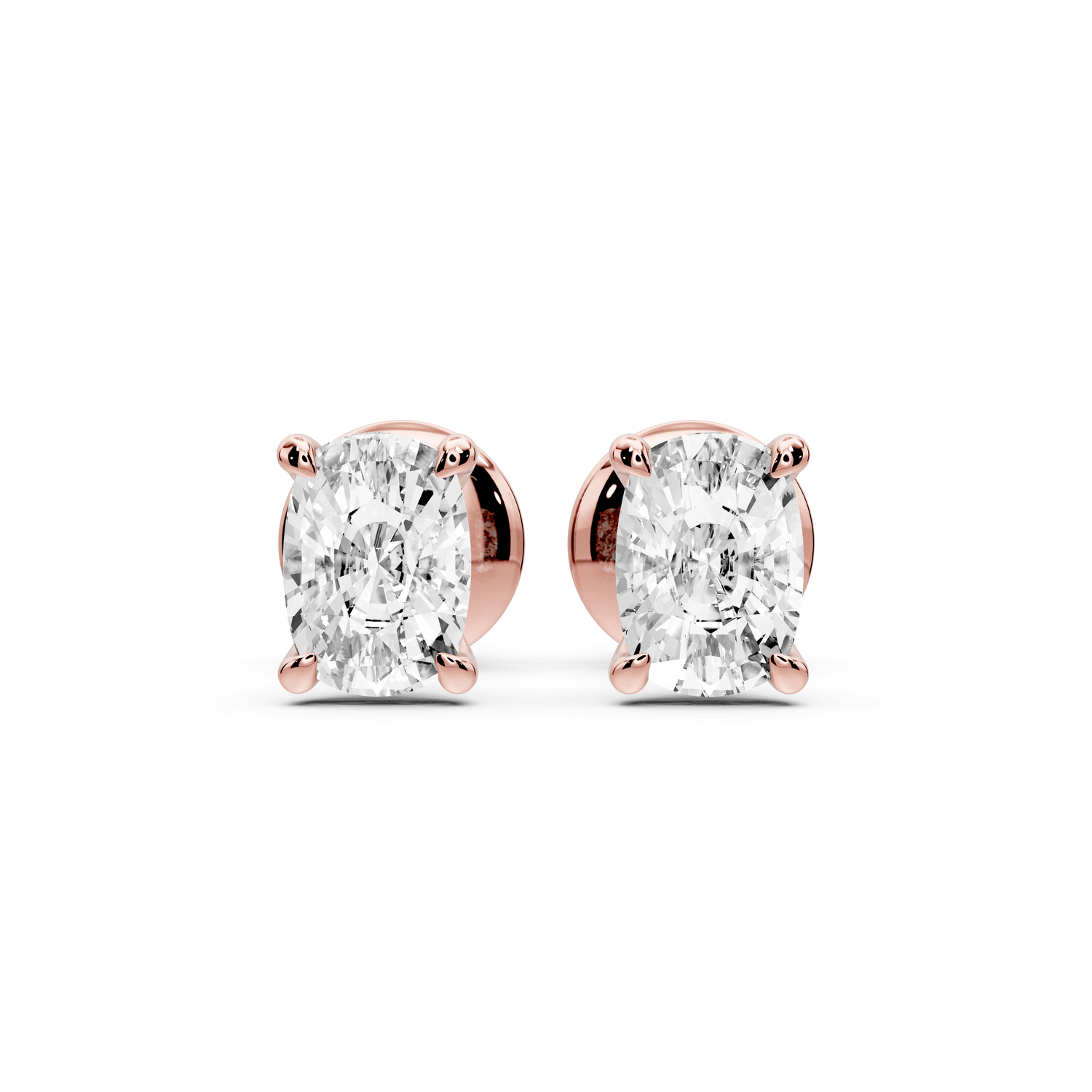 Aura - 1ct 14k rose gold Elgcushion - Cut Diamond Stud Earrings - Mr. Alex Jewelry
